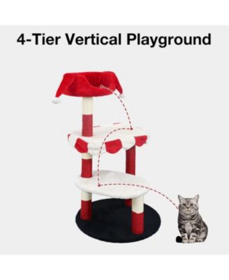 Multi-Level Cat Tree with Removable Perch & Scratching Posts – Includes Hanging Toy,Red
