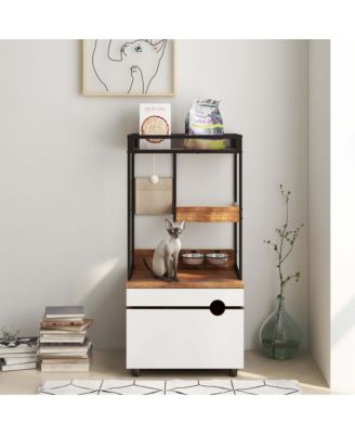 Cat Litter Box Enclosure with Cat Tree Tower – 2-in-1 Hidden Cat Furniture Cabinet