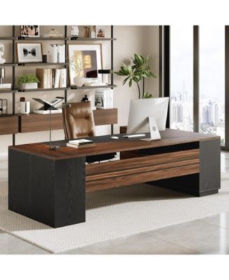 L Shaped Executive Desk with File Cabinet, 78.7'' Extra Large Home Office Desk with Drawers, Professional Spacious Workstation