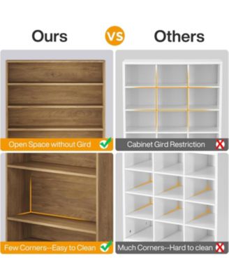 Tall Shoe Cabinet, 9 Tiers 40-45 Pairs Wood Freestanding Shoe Storage Cabinet