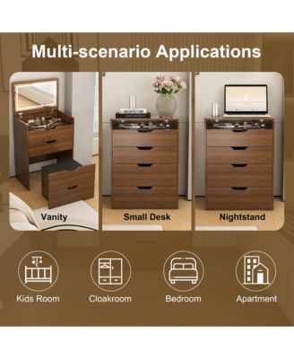 Elegant Modern Wooden Nightstand with Storage Space Finish Bedside Table for Bedroom Living Room