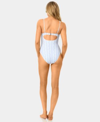 Women's Ditsy Wide Rib Tunneled One-Piece Swimsuit