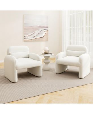 Modern Accent Chair with Waist Pillow and Armrests for Living Room Bedroom