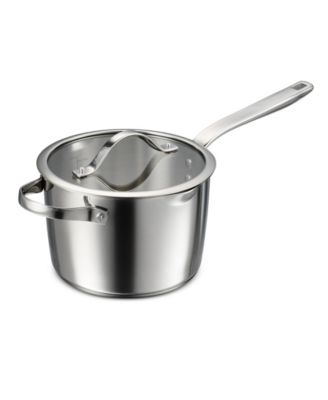 Tempo Tri-Ply Base Stainless Steel 4-Quart Sauce Pan with Glass Lid