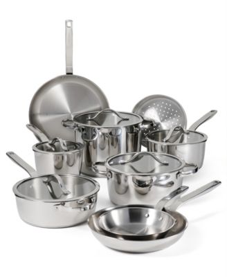 Tempo Tri-Ply Base Stainless Steel 14-Pc. Cookware Set with Glass Lids