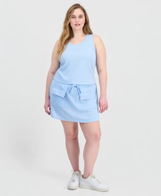 Trendy Plus Size Ribbed Knit Sleeveless Top & Skort Set