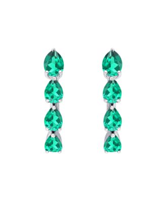 Lab Grown Emerald (1 ct. t.w.) Earrings in Sterling Silver (Also Available in Multi-Stones)