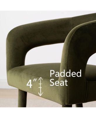 Velvet Upholstered Dining Chairs Set of 2, Modern Open Back Armchairs