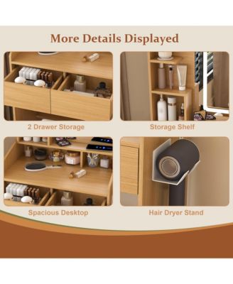 Durable Premium High Gloss Mirrored Nightstand with 2 Drawers Modern Bedroom End Table