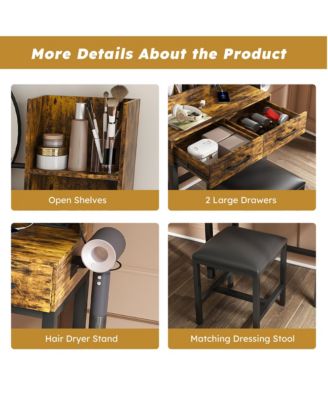 Stylish Coffee Table with 2 Drawers Finish Modern Living Room Center Table with Storage