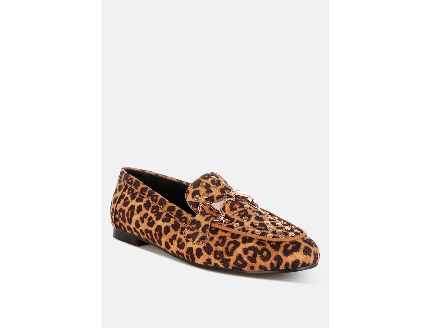 Женские туфли Rag & Co Meopa Horsebit and Studs Metallic Leopard Print, цвет: Коричневый — фото 4