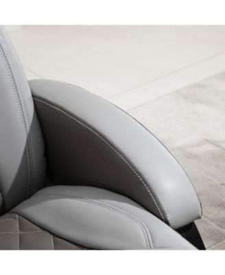 PU Recliner Armchair with Footrest, Headrest, and Round Steel/Wood Base