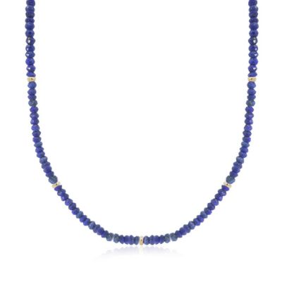 Lapis Bead Necklace 14K Gold