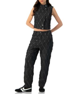 Women's Distressed Denim Vest