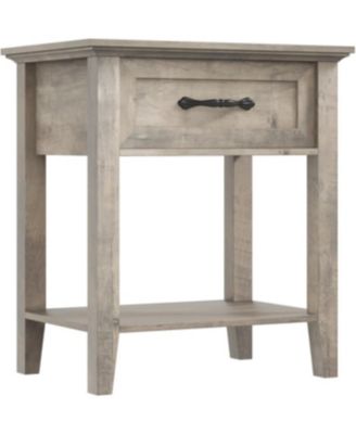 Wood Bedside Table with Drawer and Storage Shelf Versatile Nightstand End Table for Bedroom Living Room Nursery or College Dorm