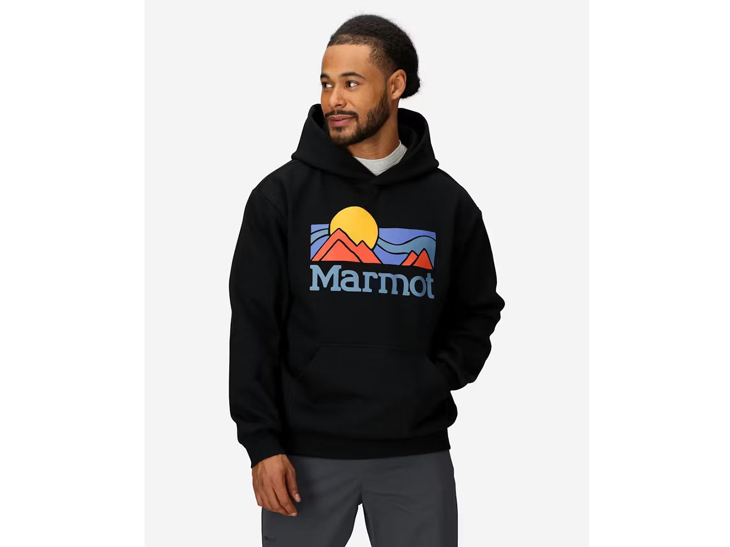 Мужское худи Marmot Graphic Print Hooded, цвет: Чёрный — фото 1