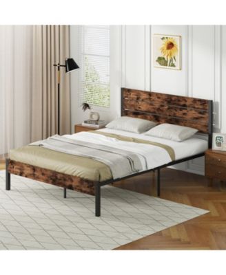 Bed Frame with High Headboard and Noise Reducing Slats