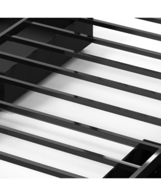 Platform Bed Frame with LED Lights and Charging Station