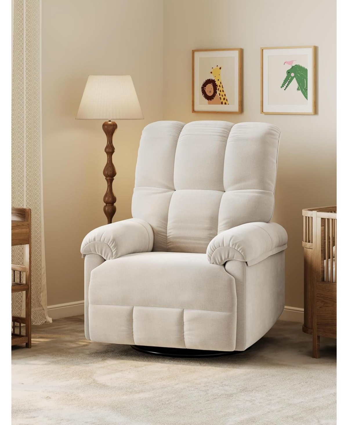 gaomon Oversized Swivel Rocker Recliner - Chenille Upholstered, 350lb Capacity, Infinite Recline for Living Room