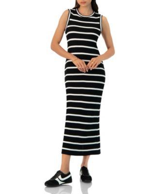 Women's Sleeveless Striped Knit Long Dress