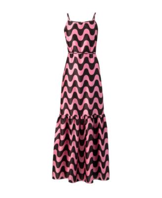 Women's Sleeveless Wave Print Maxi Dress
