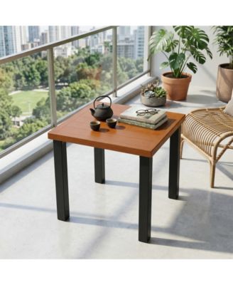 Square Outdoor Side Table, HDPE Patio End Table with Aluminum Frame, Weather-Resistant Small Table for Patio, Porch, Balcony