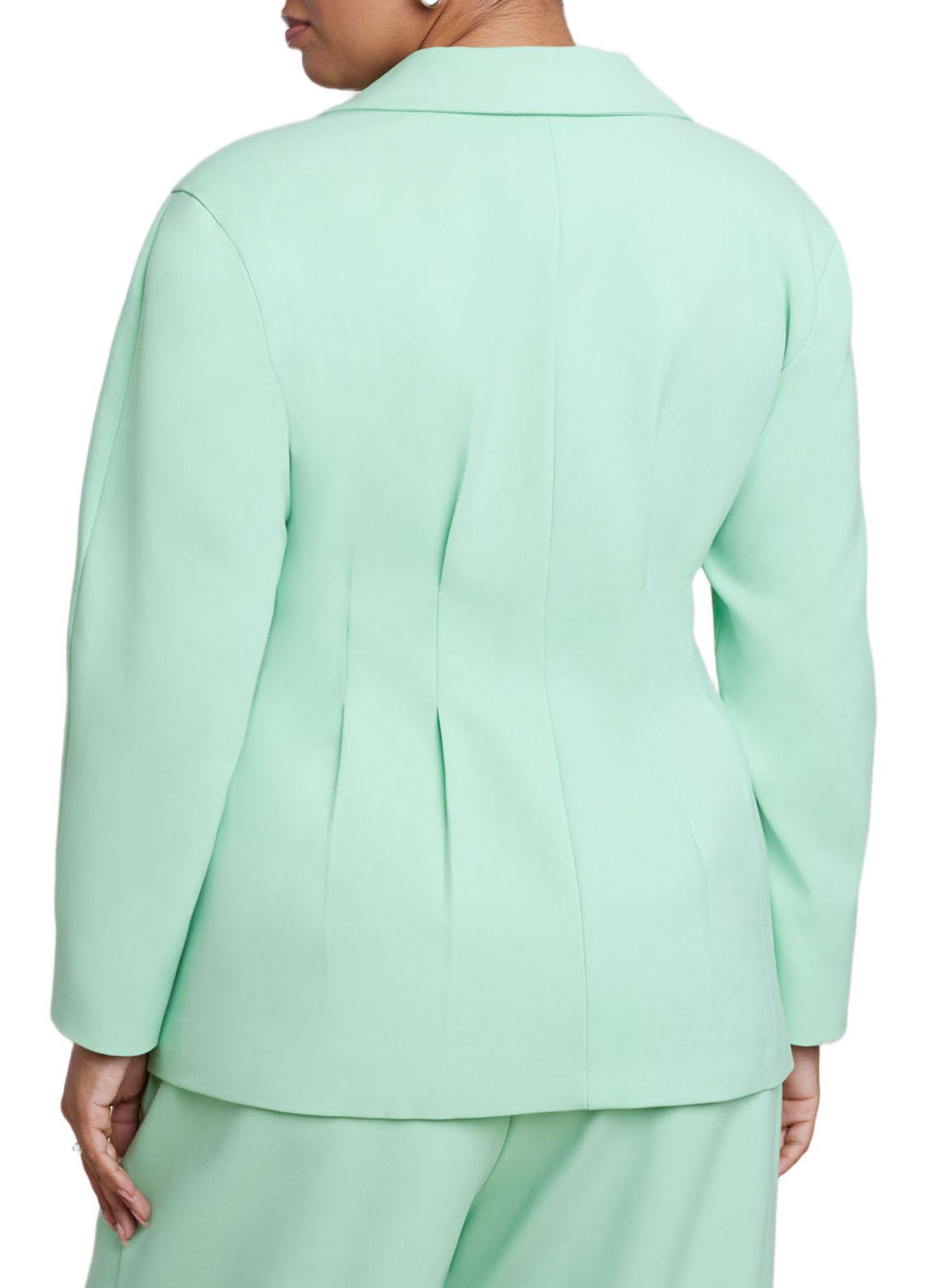 Женский пиджак ELOQUII Pleat Waist Blazer, цвет: Зелёный пепельный — фото 2