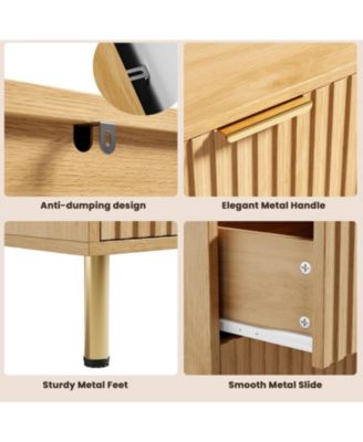 Wide 8 Drawer Dresser Modern Wooden Chest with Metal Handles