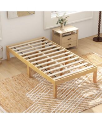 14 in Twin Wood Platform Bed Frame with Wooden Slats