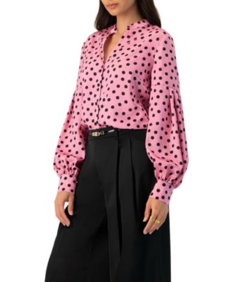 Women's Long Sleeve Polka Dot Blouse