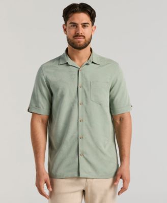 Men's Palm Print Short-Sleeve Button-Down Shirt