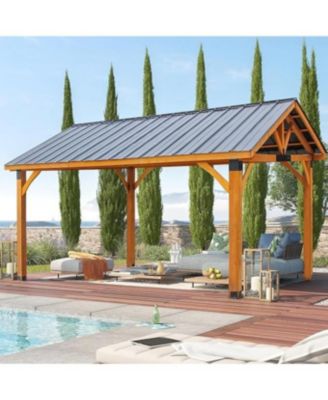 14' x 12' Hard-Top Gazebo, Wooden Gazebo on Clearance, Outdoor Pergola