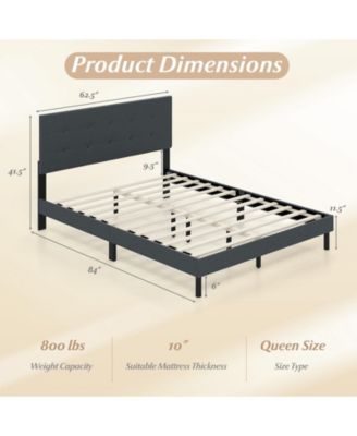 Upholstered Platform Bed Frame with Linen Fabric