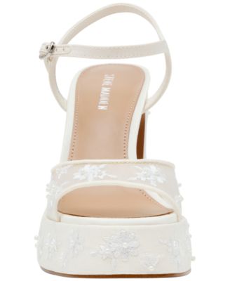 womens white dress sandals Beauty Admire Bridal Shoes Open Toe Mid Block Heel Lace Flower Satin Ankle Strap Comfortable Wedding Pump Sandals Women-Ivory-36 purpose aqua socks water shoes for women men aqua socks swim surf beach barefoot yoga travel camping essentials kayak boat water shoes men women adult quick Loni Women's White Dress Sandals