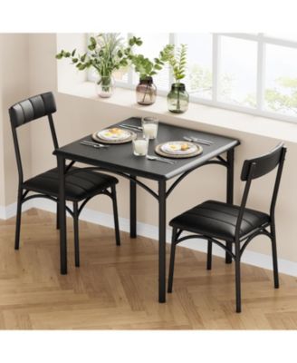 Contemporary 2-Person Square Kitchen Table Set, Space-Saving Breakfast Furniture for Small Apartments or Studios