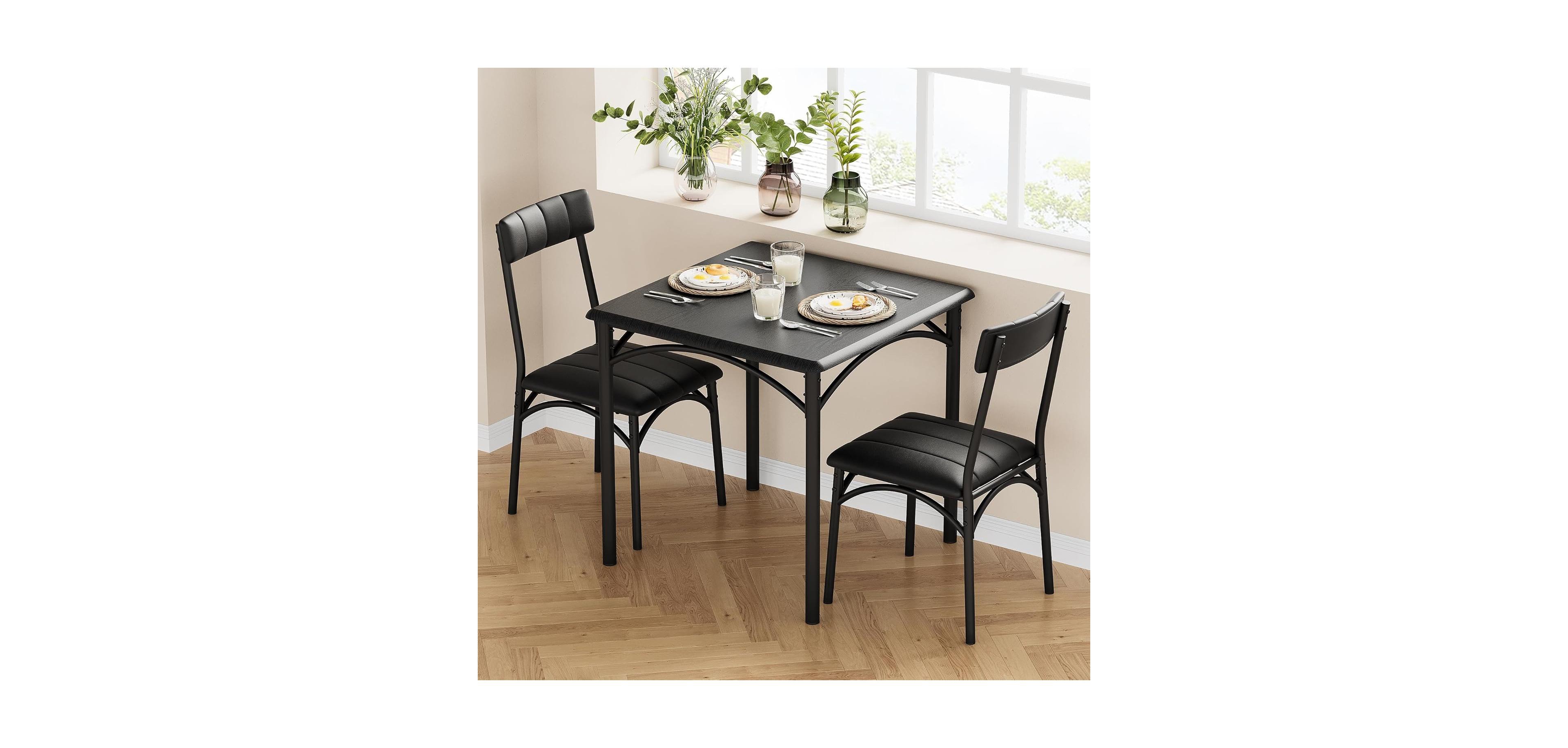 gaomon Contemporary 2-Person Square Kitchen Table Set, Space-Saving Breakfast Furniture for Small Apartments or Studios
