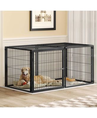 63.7" Large Dog Cage with Top, Indoor Pet Kennel for Medium Dogs and Puppies