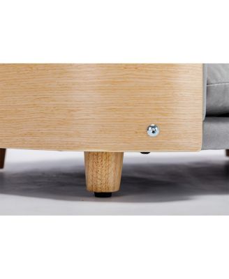  Mid-Size Light Grey  Scandinavian Elevated Dog Bed with Solid Wood Legs and Velvet Cushion