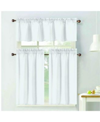 100% Polyester Gibson Solid 3 Piece Kitchen Curtains Valance and Tiers Set 54" x 18"
