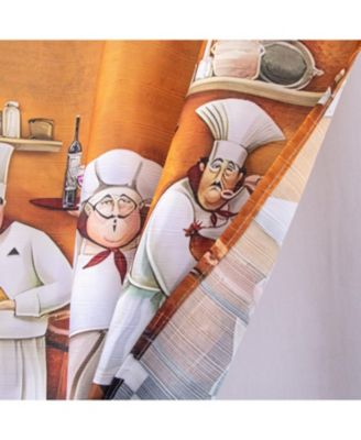 Polyester Cucina Chef 3 Piece Kitchen Curtains Valance and Tiers Set 52" x 18" Muticolor