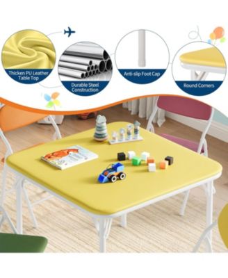 Folding Square Table and 4 Chairs Set, Lightweight Indoor Outdoor Dining Set, Collapsible Compact Table, Portable Chairs