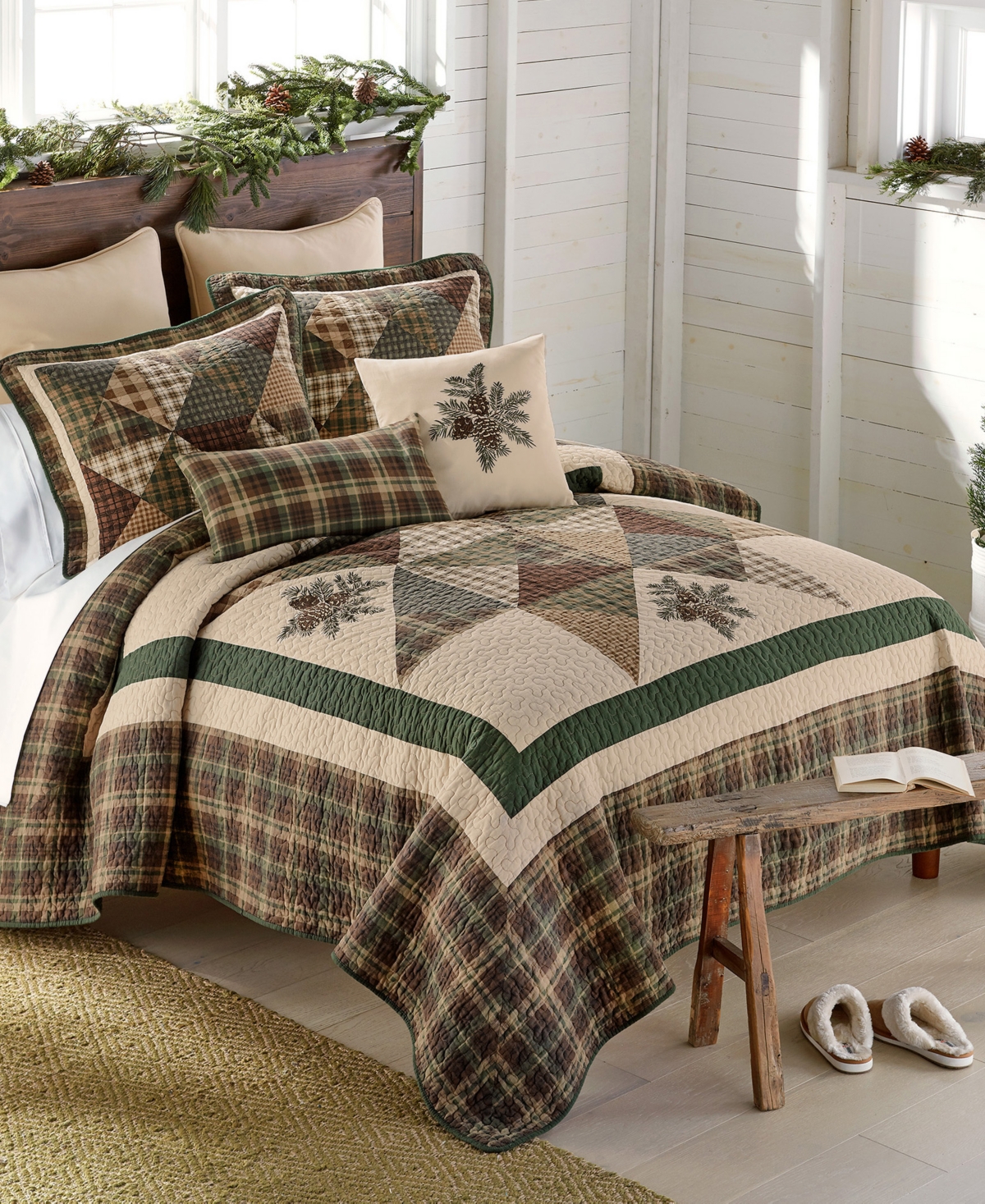 Donna Sharp Pine Star Cotton 3-Pc. Quilt Set