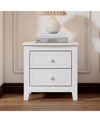 2-Drawer Nightstand, Mid Century Retro Bedside Table for Bedroom and Living Room,