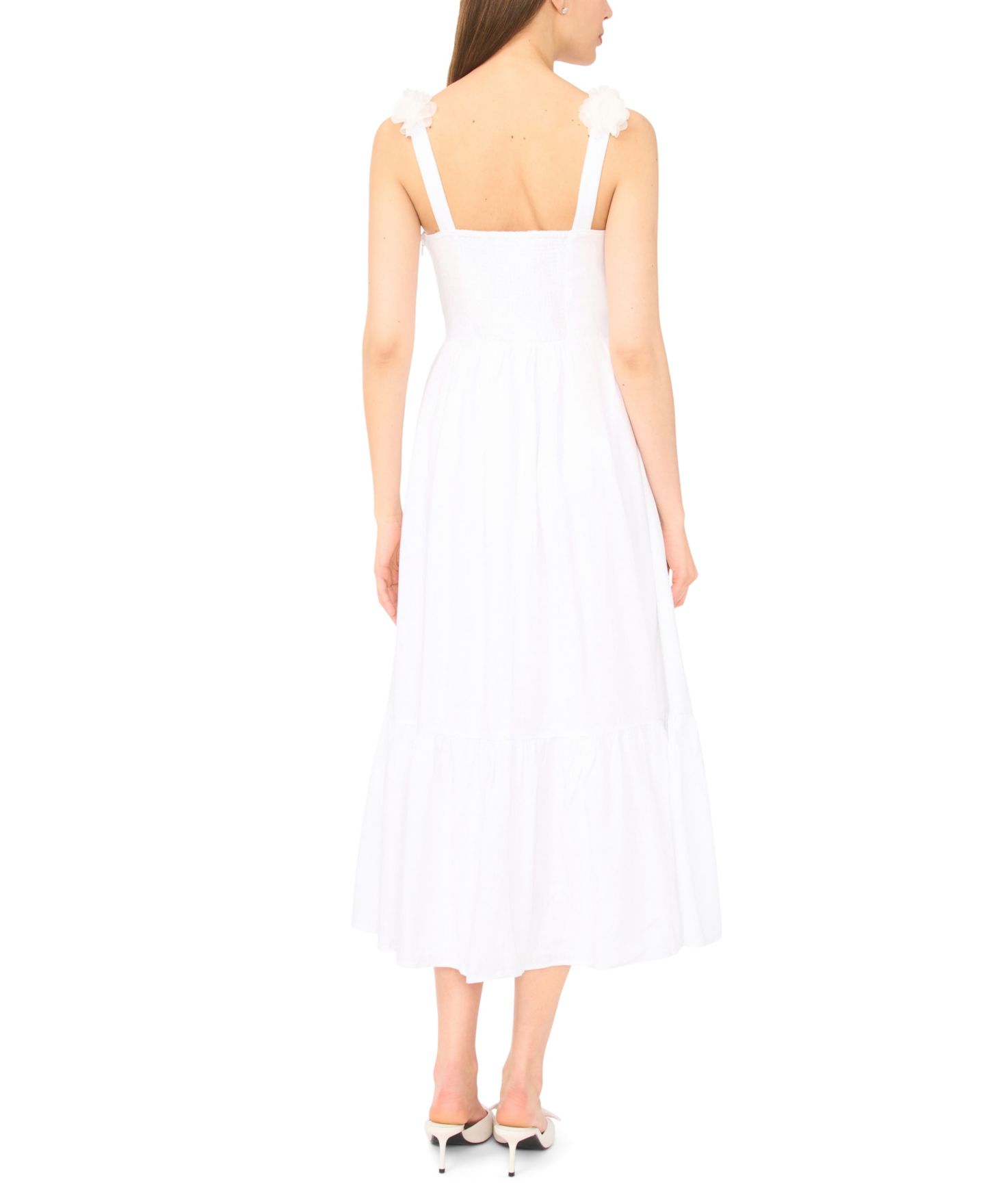 Женское платье CeCe Square Neck Sleeveless Midi, цвет: Белый — фото 3