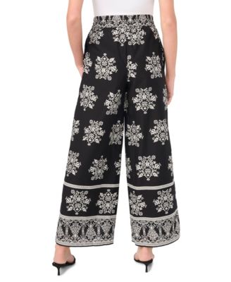 Women's Printed Wide-Leg Pull-On Cotton Pants