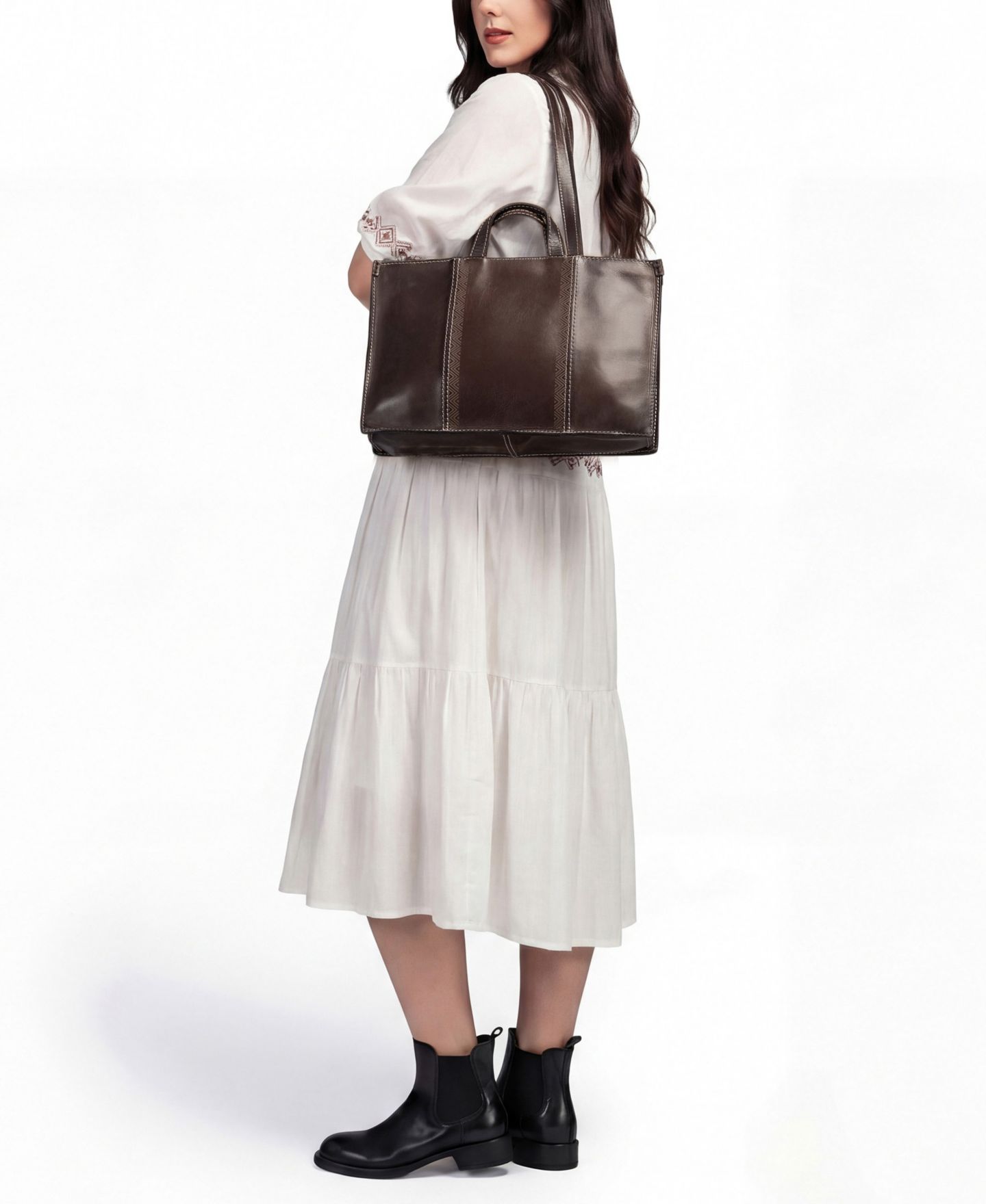 Женская сумка OLD TREND Freesia Large Top Handle Tote Handbag, цвет: Кофейный коричневый — фото 7