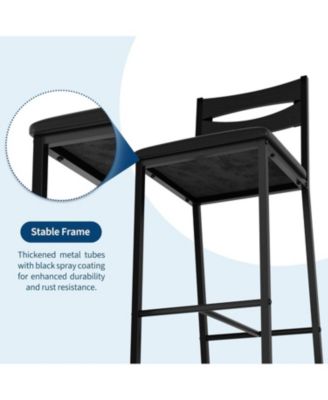 3-Piece Counter Height Dining Table Set, Storage Shelves & Upholstered Chairs, Wooden Table for Small Spaces