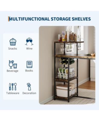 3-Piece Expandable Dining Table Set for 2, Compact Bar Height Table w/Storage & Wine Rack, Ideal for Small Kitchens