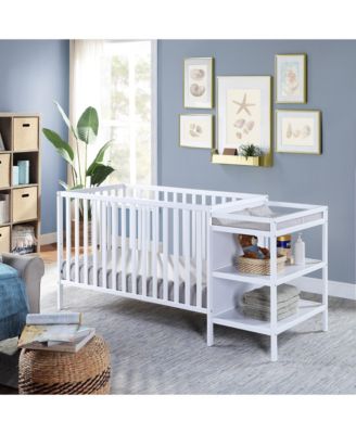 3 in 1 convertible crib and changer combo solid wood 3 position mattress support attached changing table storage for baby nursery