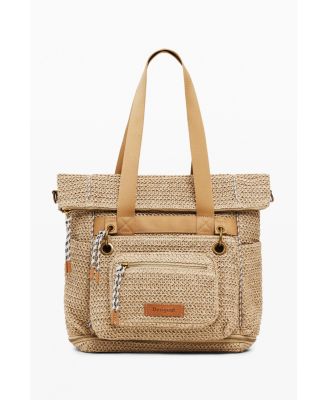 Women's Large modular raffia backpack